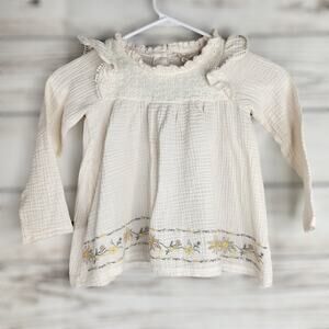 Jessica Simpson Floral Embroidery Ruffled Top Size 4T Long Sleeve Fall Winter